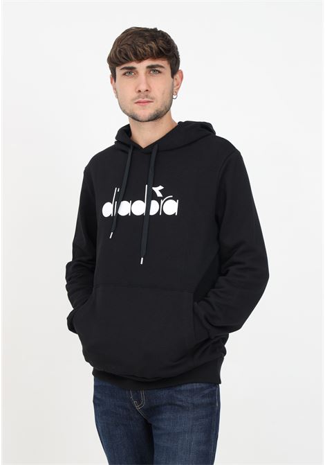Black men's sweatshirt with logo and hood DIADORA | 502.18066380013
