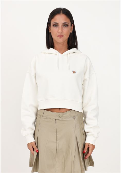 White women's crop sweatshirt with hood and logo patch DIckies | Hoodie | DK0A4XJTECR1ECR1