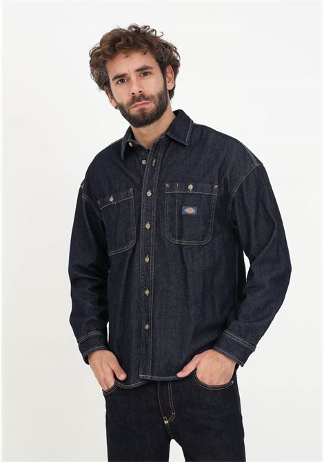 Dark denim shirt with pockets and logo plate for men DIckies | Shirt | DK0A4YF5RIN1RIN1