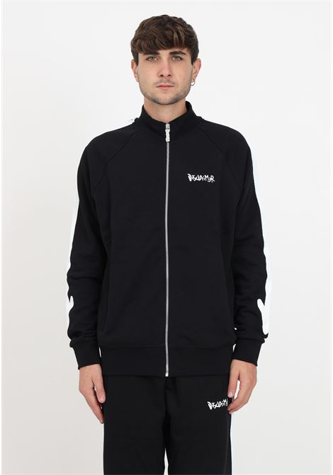Black sweatshirt with zip and print for men DISCLAIMER | 23IDS53749NERO