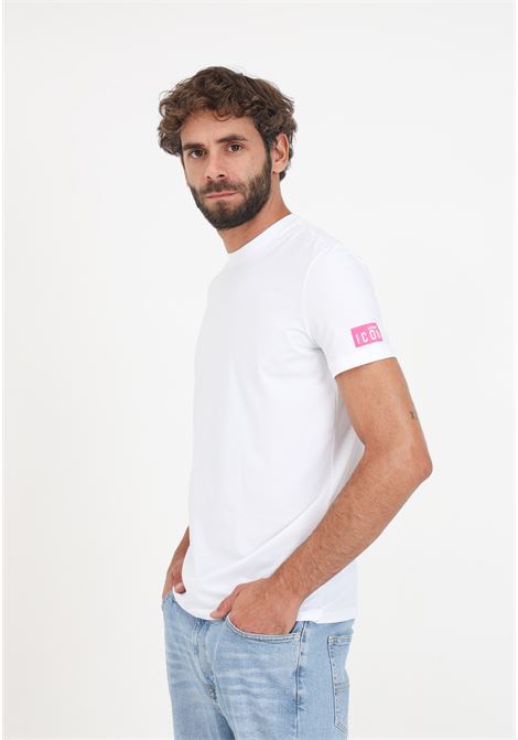 T-Shirt bianca con patch logo da uomo DSQUARED2 | T-shirt | D9M20472112