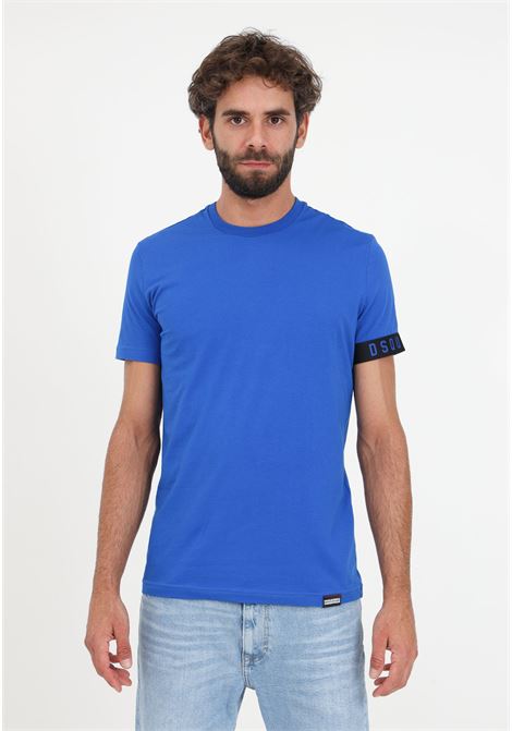 T-Shirt blu da uomo con banda logata DSQUARED2 | T-shirt | D9M3S487430