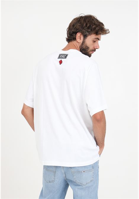 T-Shirt bianca da uomo con patch logo DSQUARED2 | T-shirt | D9M3Z485100
