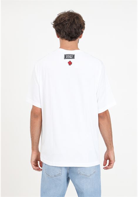 T-Shirt bianca da uomo con patch logo DSQUARED2 | T-shirt | D9M3Z485100