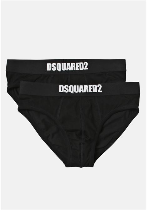 Set of two black men's briefs with Dsquared2 logo waistband DSQUARED2 | Slip | D9X61453001