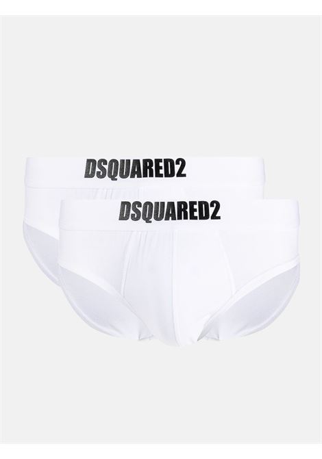 Set of two white men's briefs with Dsquared2 logo waistband DSQUARED2 | Slip | D9X61453100