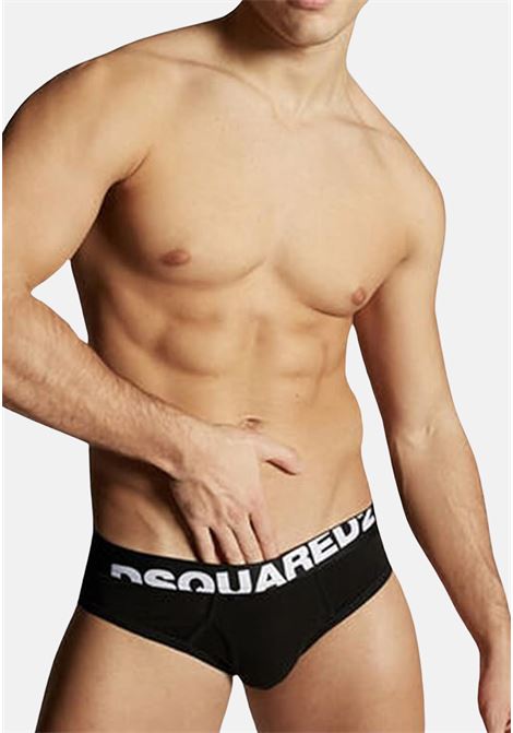 Set of two black men's briefs with logoed elastic band DSQUARED2 | Slip | DCX67003001
