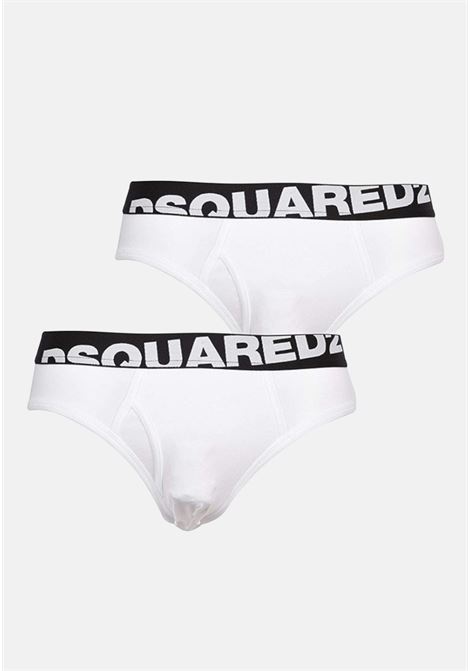 Set of two white men's briefs with logoed elastic band DSQUARED2 | Slip | DCX67003100