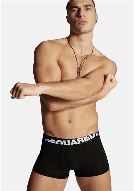 Black boxer shorts in a pack of 2 with logo elastic for men DSQUARED2 | Boxer | DCXC9003001