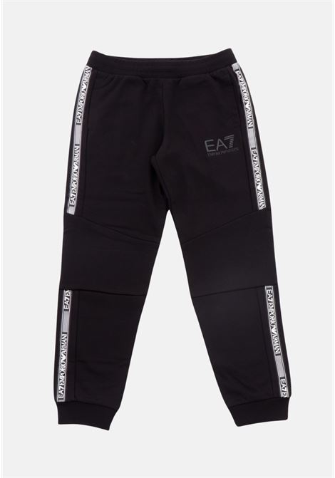 Pantalone sportivo nero da bambino con dettaglio logo tape EA7 | Pantaloni | 6RBP57BJEXZ1200