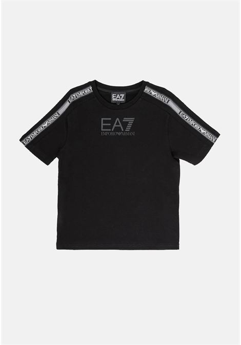 T-shirt nera con stampa logo da bambino e bambina EA7 | T-shirt | 6RBT57BJ02Z1200