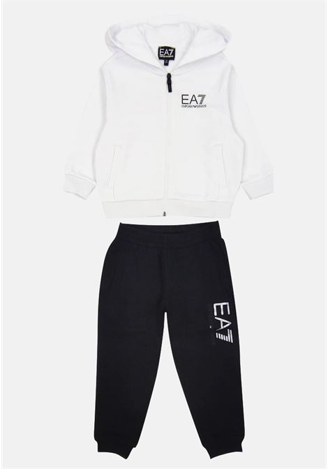 Black and white tracksuit with logo for boys and girls EA7 | Sport suits | 6RBV56BJEXZ21BA