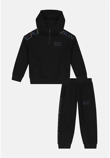 Black tracksuit with logo print for boys and girls EA7 | Sport suits | 6RBV59BJEXZ1200