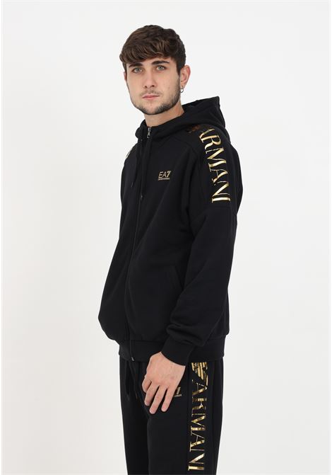Black and gold hooded sweatshirt for men EA7 | 6RPM24 PJHLZ0208