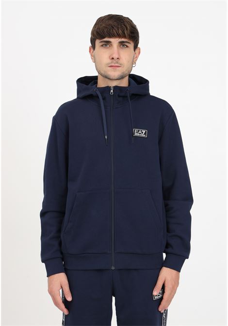 Blue hooded sweatshirt for men EA7 | 6RPM81PJ07Z1554