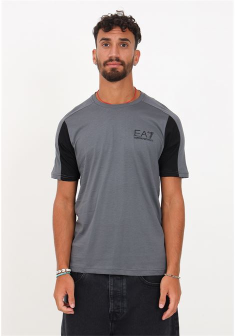 T-shirt grigia e nera con logo da uomo EA7 | T-shirt | 6RPT17PJ02Z1977