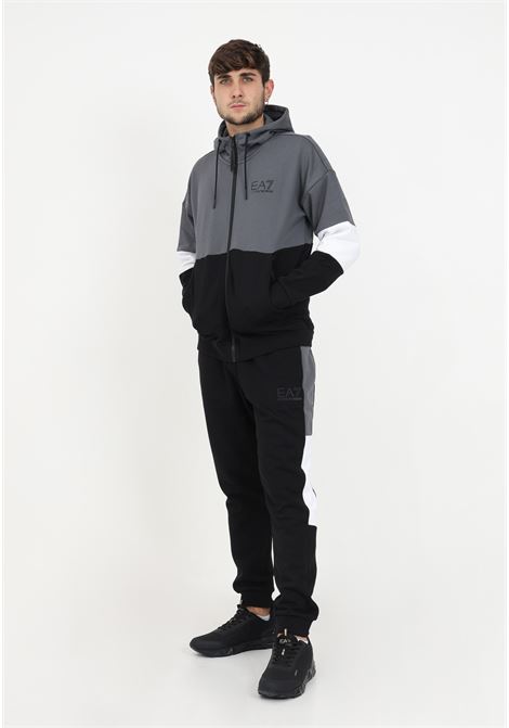 Gray and black tracksuit with hood for men EA7 | Sport suits | 6RPV55PJ07Z1200