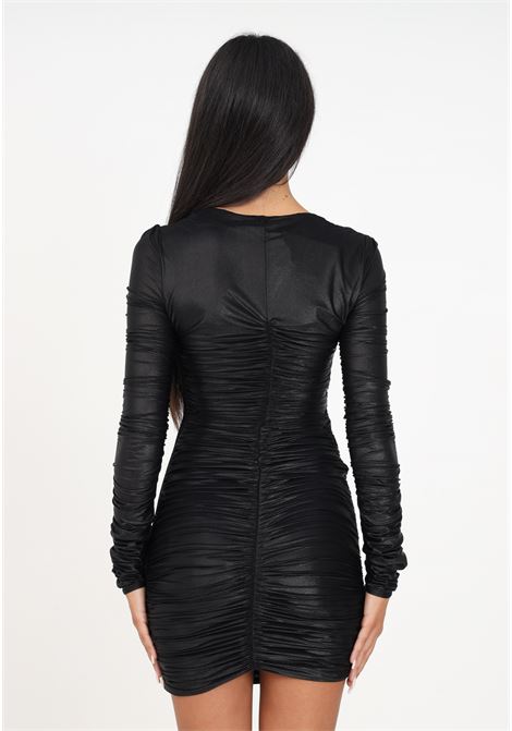 Miniabito nero in jersey laminato drappeggiato da donna ELISABETTA FRANCHI | Abiti | AB54937E2110