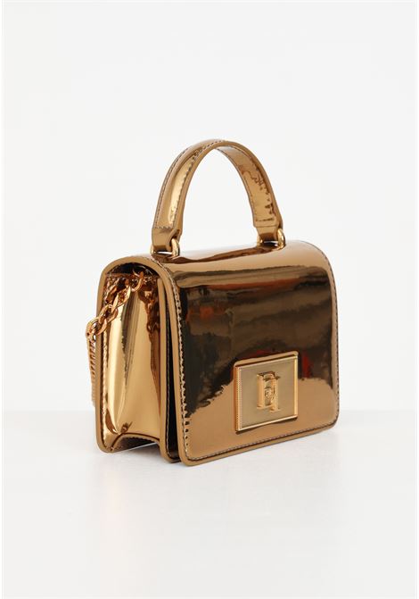 Borsa mini specchiata oro vintage con placca logo ELISABETTA FRANCHI | Borse | BS02A37E2R05