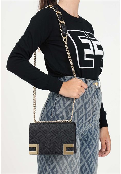 Women's black shoulder bag with all-over logo ELISABETTA FRANCHI | Bag | BS04A36E2110