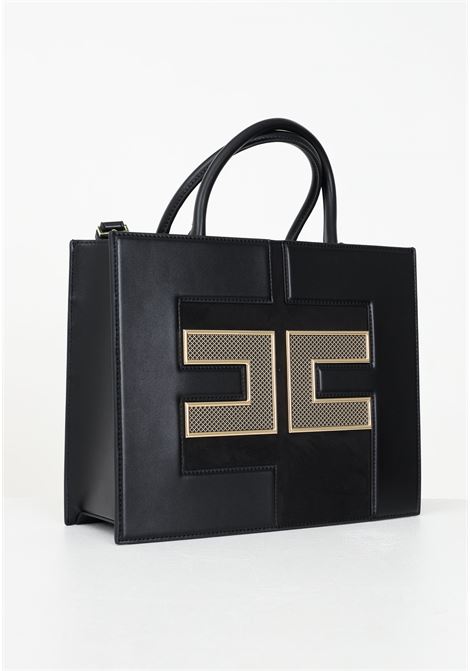 Women's black shopper with logo ELISABETTA FRANCHI | Bag | BS13A36E2110