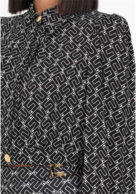 Elegant black shirt for women with logo pattern ELISABETTA FRANCHI | Shirt | CA00336E2685