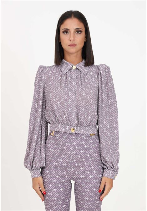 Elegant lilac shirt for women with logo pattern ELISABETTA FRANCHI | Shirt | CA00336E2BJ7