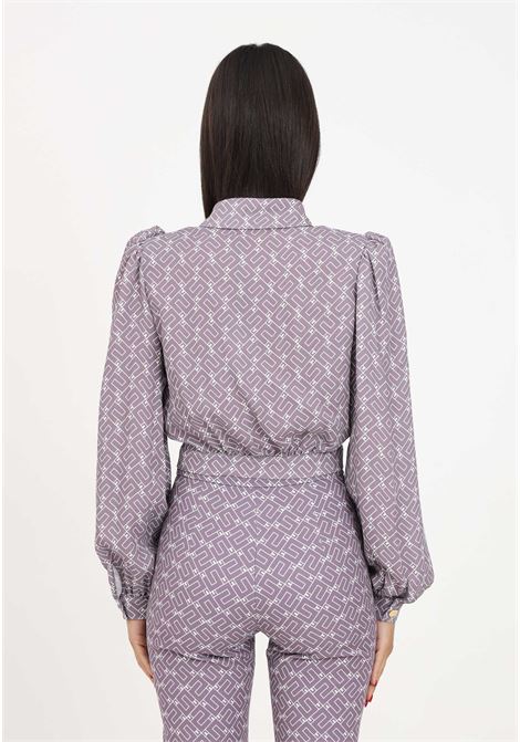 Elegant lilac shirt for women with logo pattern ELISABETTA FRANCHI | Shirt | CA00336E2BJ7