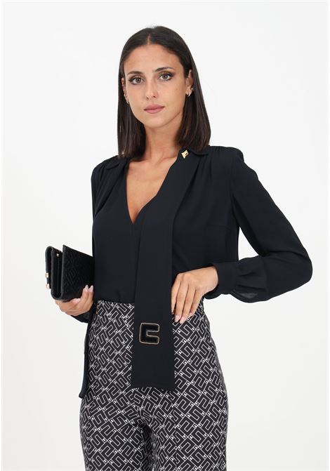 Black women's blouse in viscose georgette ELISABETTA FRANCHI | Blouse | CA00736E2110