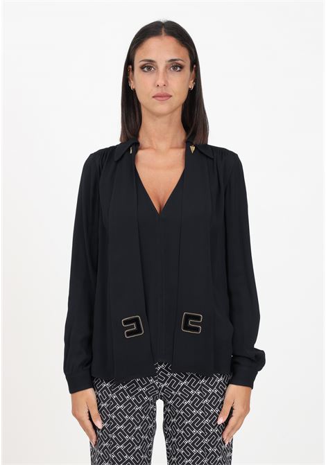 Black women's blouse in viscose georgette ELISABETTA FRANCHI | Blouses | CA00736E2110