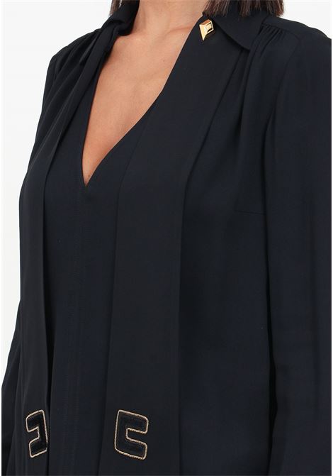 Blusa nera da donna in georgette di viscosa ELISABETTA FRANCHI | Bluse | CA00736E2110