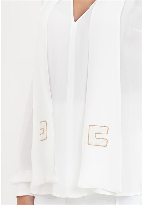 White viscose shirt with scarf for women ELISABETTA FRANCHI | Blouses | CA00736E2360