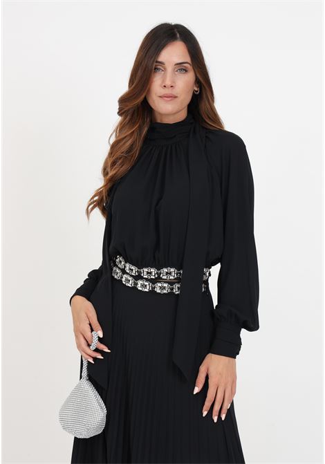 Peacock black georgette shirt for women ELISABETTA FRANCHI | Shirt | CA01137E2110