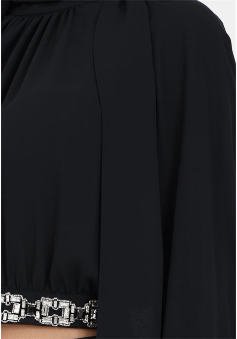 Peacock black georgette shirt for women ELISABETTA FRANCHI | Shirt | CA01137E2110