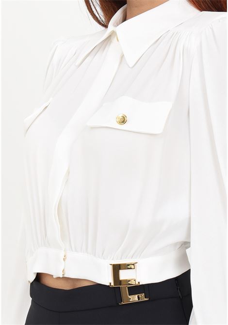 Elegant white women's shirt with applications ELISABETTA FRANCHI | Shirt | CA02436e2360