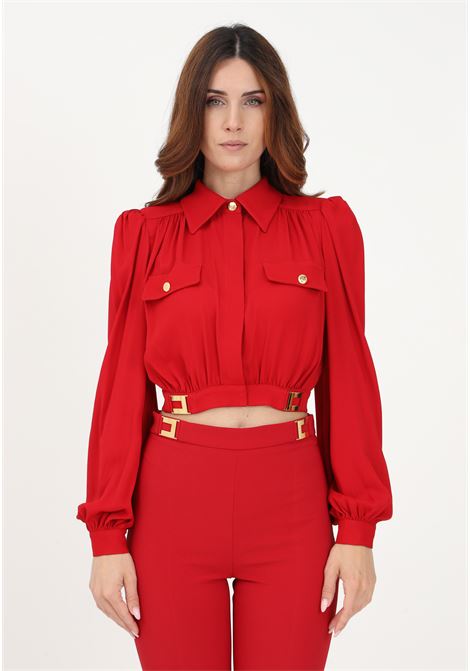 Camicia elegante rossa da donna con applicazioni ELISABETTA FRANCHI | Camicie | CA02236e2AU2