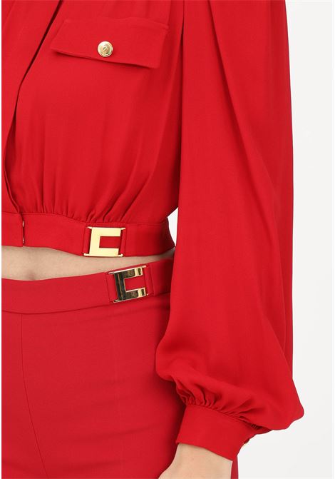 Elegant red women's shirt with applications ELISABETTA FRANCHI | Shirt | CA02436e2AU2