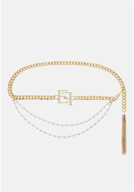 Women's gold chain belt with pearls and crystals ELISABETTA FRANCHI | Belt | CT15B37E2155