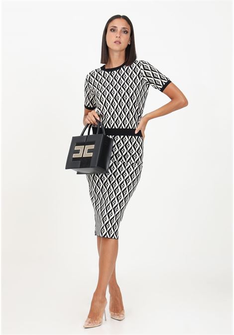 Women's midi skirt with two-tone diamond pattern ELISABETTA FRANCHI | Skirt | GK81B36E2685