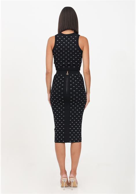 Women's black midi skirt with logo pattern ELISABETTA FRANCHI | Skirt | GK83B36E2110