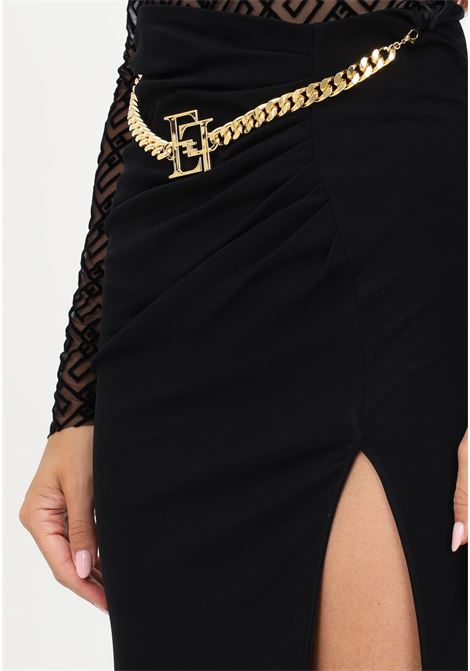 Women's black long skirt with chain ELISABETTA FRANCHI | Skirt | GO05137E2110