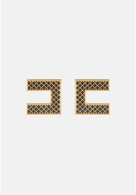 Earrings with black enamelled logo for women ELISABETTA FRANCHI | Bijoux | OR13M36E2110