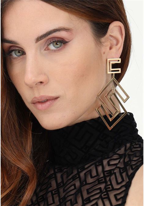 Gold pendant earrings for women with interlocking double C module ELISABETTA FRANCHI | Bijoux | OR19A36E2610