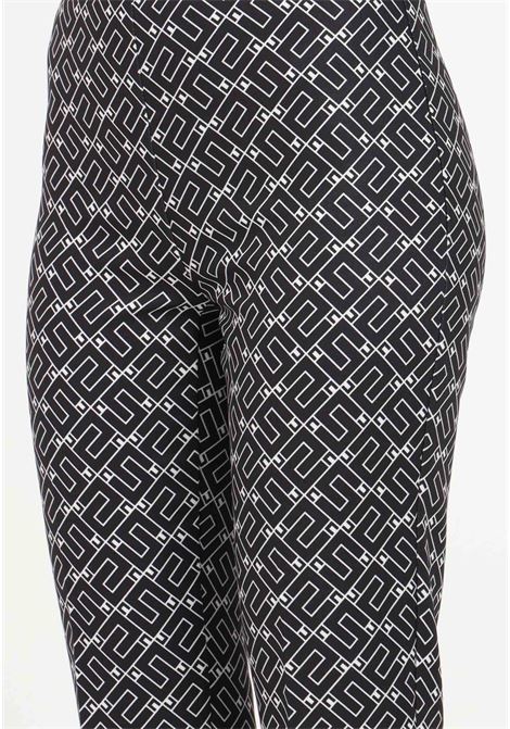 Black women's cigarette trousers with logo print ELISABETTA FRANCHI | Pants | PA00636E2685