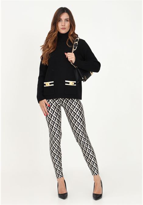 Black and butter leggings for women with rhombus print ELISABETTA FRANCHI | Leggings | PA00736E2685