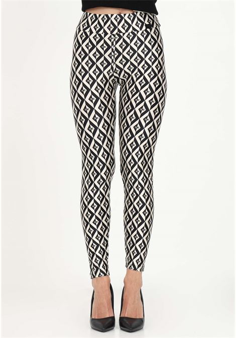 Black and butter leggings for women with rhombus print ELISABETTA FRANCHI | Leggings | PA00736E2685