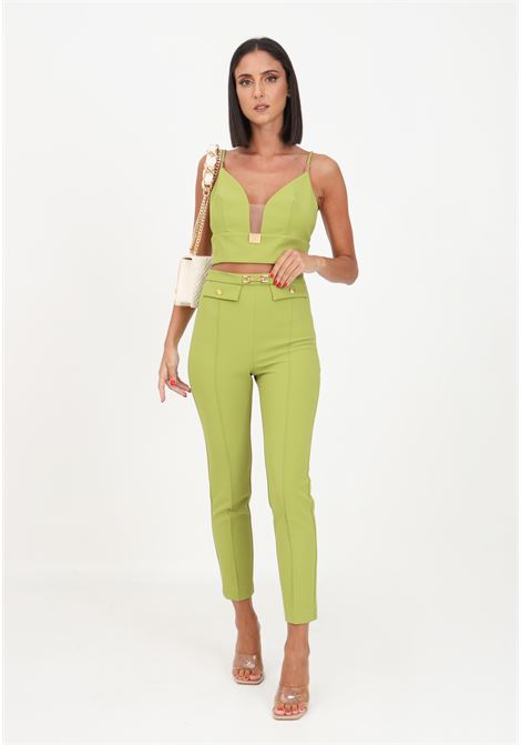 Green cigarette trousers for women ELISABETTA FRANCHI | Pants | PA00836E2BI4