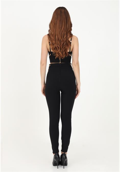 Pantalone elegante nero da donna con applicazioni di catene ELISABETTA FRANCHI | Pantaloni | PA02036E2110