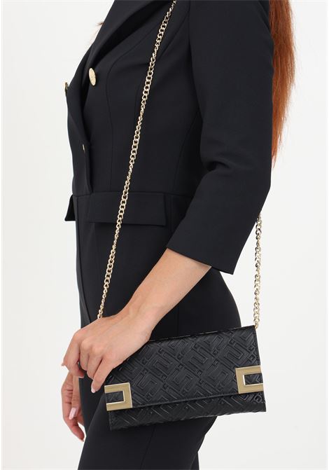 Black clutch bag for women with all-over embossed logo ELISABETTA FRANCHI | Bag | PF03A36E2110