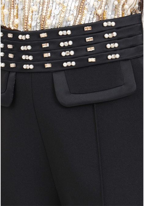 Crepe shorts with high embroidered band for women ELISABETTA FRANCHI | Shorts | SH00637E2110